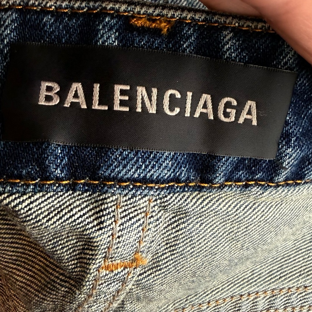 Balenciaga Grey Crystal Stress Denim Mini Skirt Y2K Festival size 38/ US Small - Picture 3 of 6